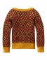 Preview: Oilily knitted cardigan Kesie ocre jacquard tile brown