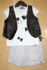 Preview: IKKS city black 2in1 t-shirt and gilet noir/blanc