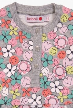 Preview: boboli baby girl Sweatkleid "Winter Flowers" melange grey