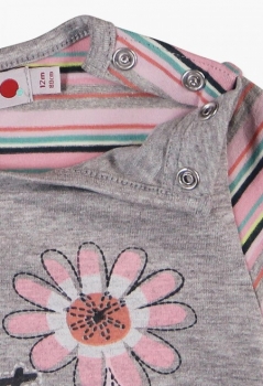 Preview: boboli baby girl Langarm-Jerseykleid "Winter Flowers" melange grey