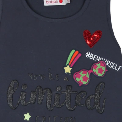 boboli kids girl "Watercolor Rainbow" ärmelloses Kleid antracita