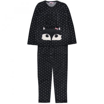 boboli sleepwear girls Velours Schlafanzug/Pyjama anthra