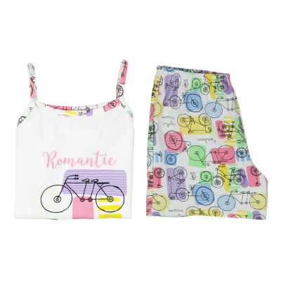 boboli sleepwear girls shorty/pyjama "bicycle" blanco