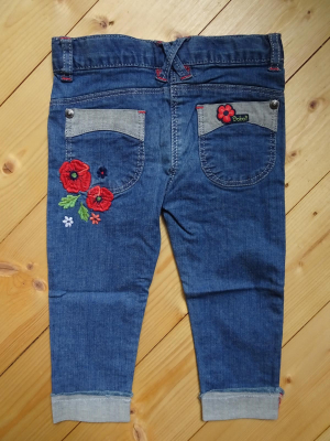 boboli toddler girls jeans with embroidered poppies