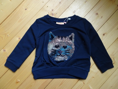 Someone Pailletten Katzen Sweatshirt Cato dark blue