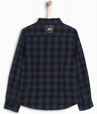 IKKS garcon city black worker shirt bleu orage carreaux