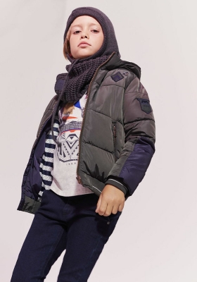 IKKS garcon cargo quilted winterjacket kaki foncé