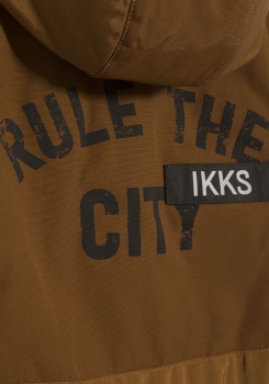 IKKS garcon city black 2in1 parka with quilted gilet camel