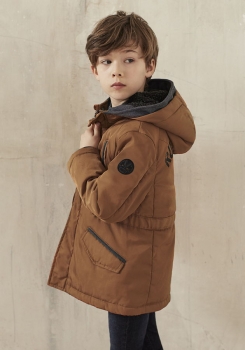 IKKS garcon city black 2in1 parka with quilted gilet camel