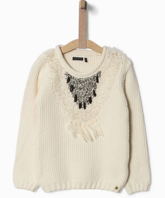 IKKS Cosy Winter bohemien knitted pullover ecru