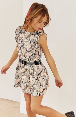 IKKS city black ärmelloses Volant-Kleid rose poudré imprimé