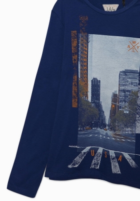 WAY by IKKS Good Vibes longsleeve bleu électrique