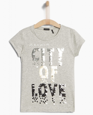 IKKS city white T-Shirt "City of Love" gris chiné moyen