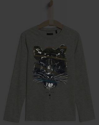 IKKS garcon aventure longsleeve gris chiné moyen