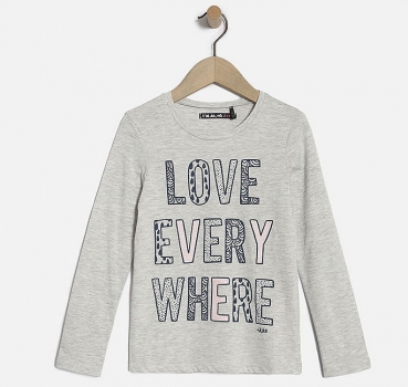 IKKS cargo Langarmshirt "Love everywhere" gris chiné clair
