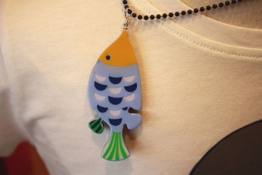 nice things Hals-Kette "Geometric Fish" medium blue