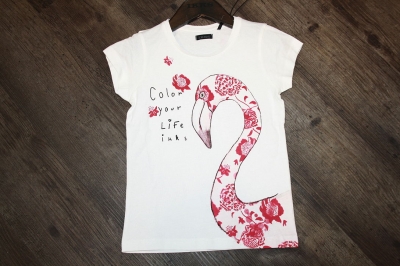IKKS cargo T-Shirt "Flamingo" blanc cassé