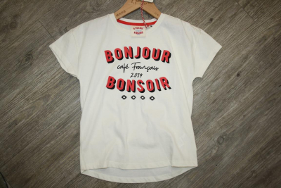 Vingino T-Shirt "Bonjour Bonsoir" Hola spring white