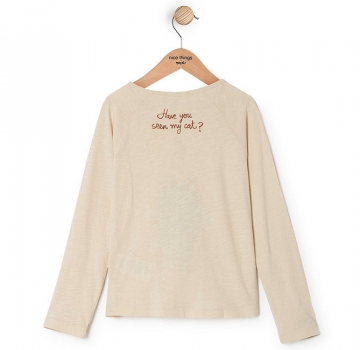 Preview: nice things Langarmshirt "Have you seen my cat?" ecru