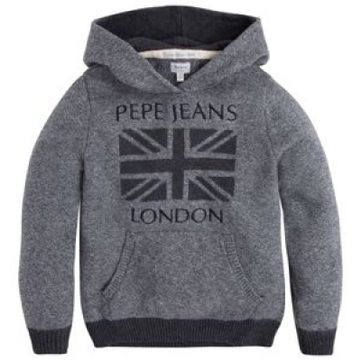 Pepe Jeans knitted pullover with hood Eliot JR grey