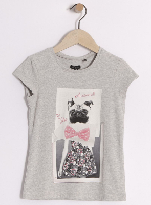 IKKS city road T-Shirt "Kiss from NYC" gris chiné clair