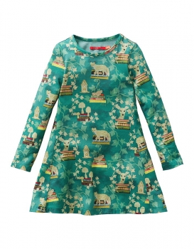 Oilily Jerseykleid Talomah all-over fox and books green