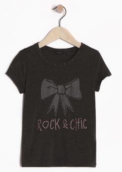 IKKS city black Kurzarmshirt "Schleife" gris foncé