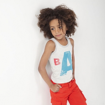 IKKS garcon Tropical College tanktop ecru chiné