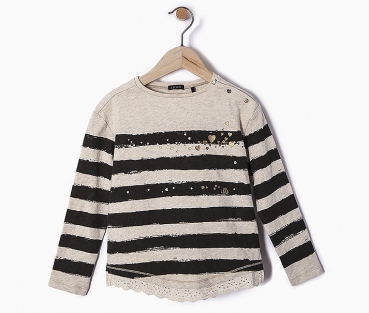 IKKS city chic longsleeve with eyelet lace grege
