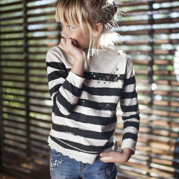 Preview: IKKS city chic longsleeve with eyelet lace grege