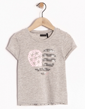 IKKS back to summer T-Shirt "Herz" gris clair chiné