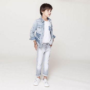 IKKS garcon Boys in Hawaii slim denim pants rayure bleu