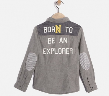 IKKS garcon Northern College fabricmix buttonshirt gris