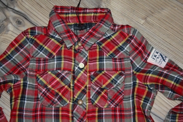 IKKS garcon Army Ethnik checked shirt rouge fonce