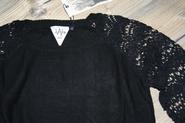 Preview: WAY by IKKS way Pullover mit Spitzenärmeln noir ---nur noch Größe 10a/140---