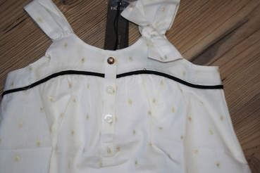 Preview: IKKS city chic ärmelloses Blusen-Top blanc cassé pois lurex