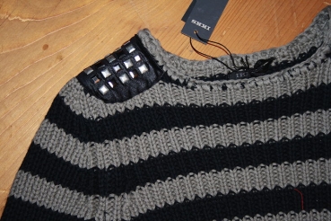 IKKS city couleur Streifen-Pullover noir/kaki