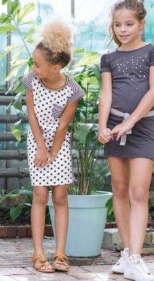 Like FLO Muster-/Materialmix Kurzarmkleid  dot