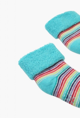 Preview: boboli baby newborn Doppelpack Frottee-Söckchen beige/gestreift