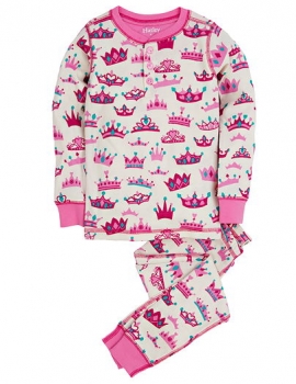Hatley Henley Pyjama/Schlafanzug Pretty Crowns weiß/rosa