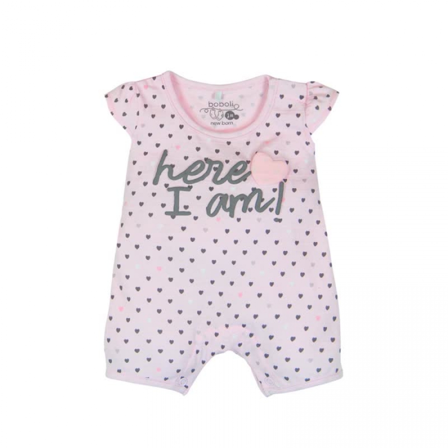 boboli newborn "here I am" romper suit rosa ---NEW---