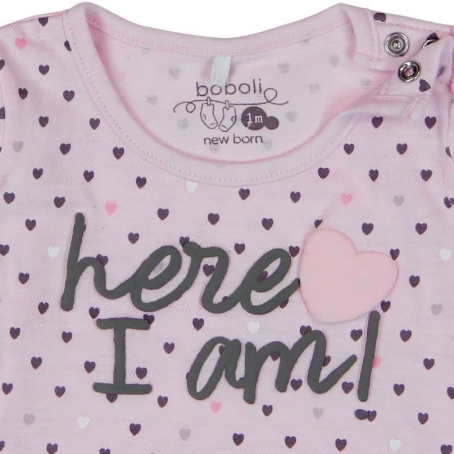 boboli newborn "here I am" romper suit rosa ---NEW---