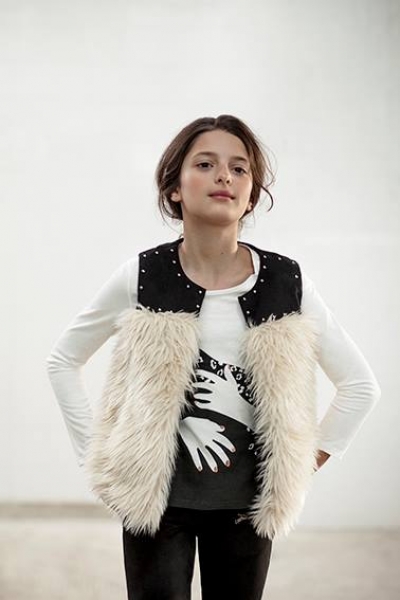 WAY by IKKS Wanderlust fake fur gilet blanc casse