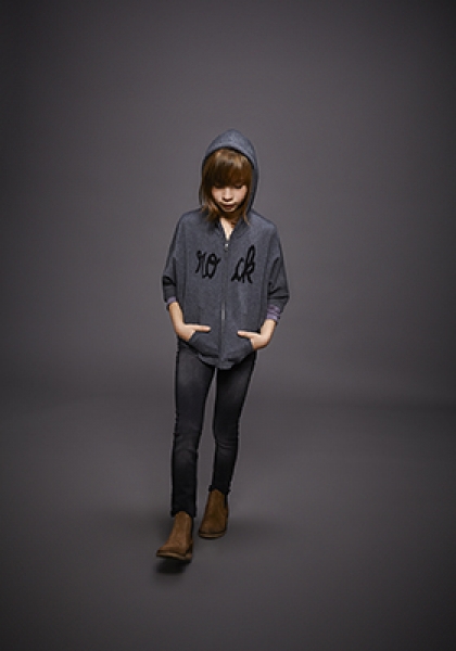 IKKS city black knitted cardigan/poncho anthracite chiné ---size 6y left only---