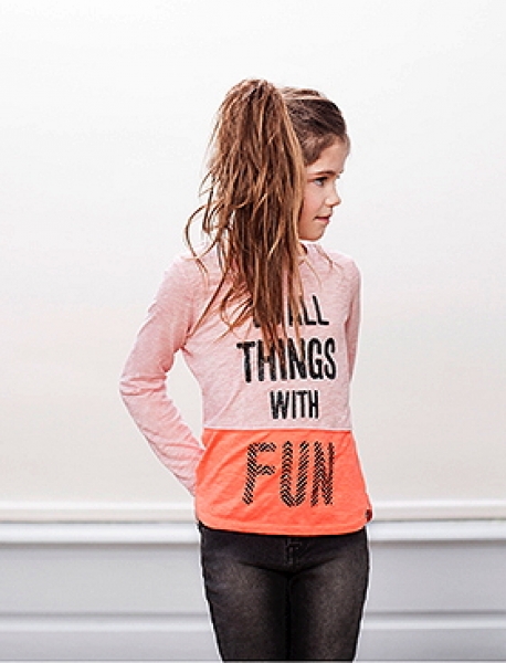 Sorry4theMess colorblock longsleeve peach princess pink-orange ---size 14y left only---