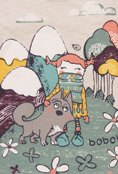 boboli baby girl longsleeved sweatdress "Nordic Nature" beige