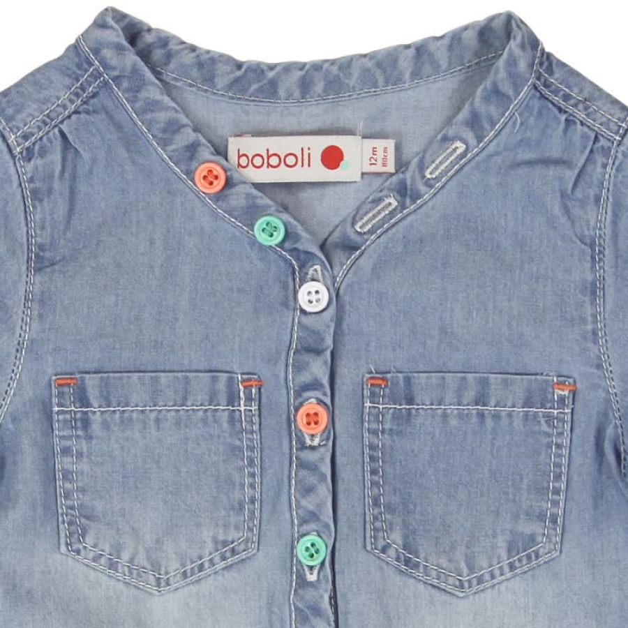 boboli baby "Palm Spring" short sleeved denim dress lavado bleach