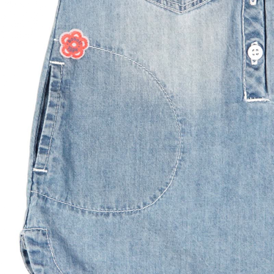 boboli baby "Palm Spring" short sleeved denim dress lavado bleach