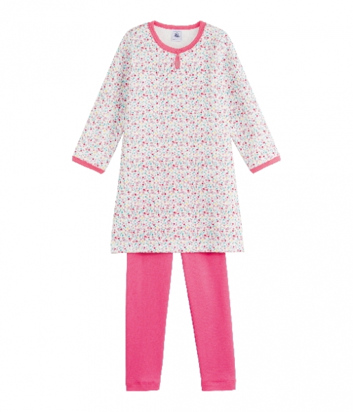 Petit Bateau girls 2pc velvet nightgown joue/lait