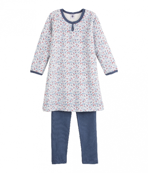 Petit Bateau girls 2pc velvet nightgown miami/lait ---size 6y left only---